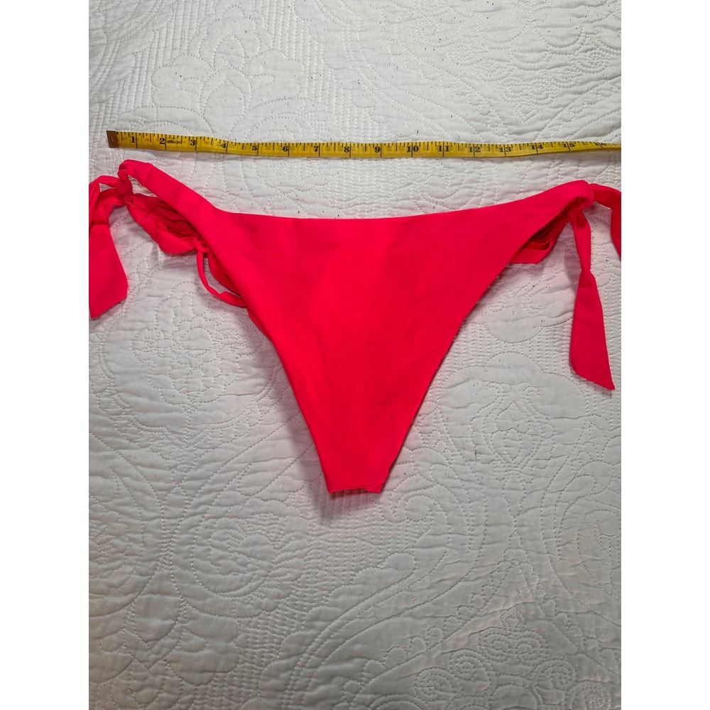 Hekla Bikini Bottom Women 44/L Neon Pink Macrame Tie Side Italian Swimwear - Picture 2 of 6